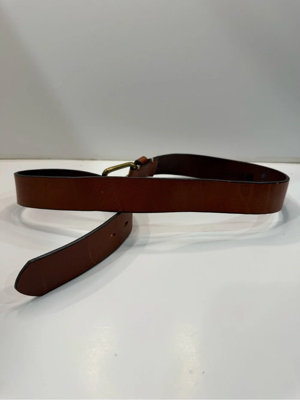 Vintage GAP Tan Leather Belt with Brass Buckle 34